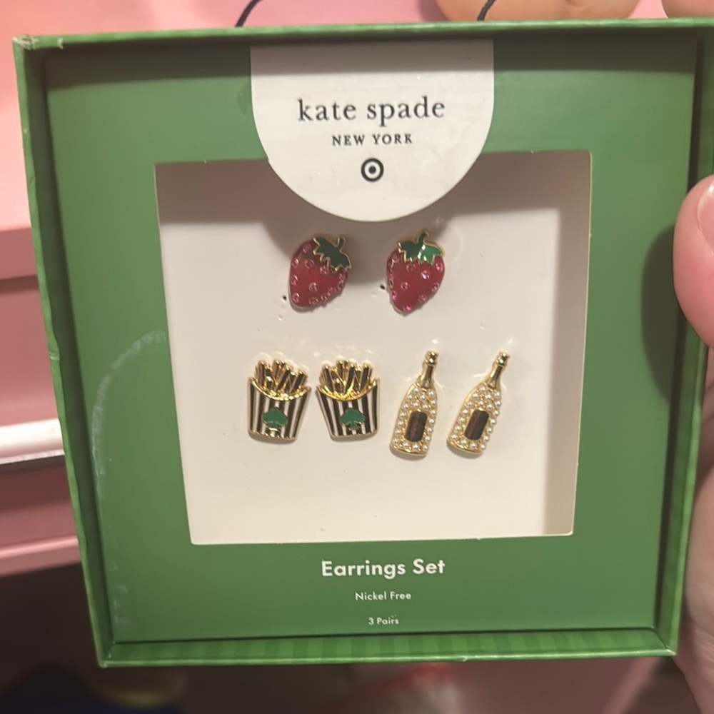 Kate Spade Red and Gold Earrings Set